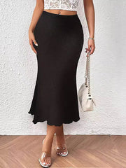 Elasticity Solid Color High Waisted Loose Skirts
