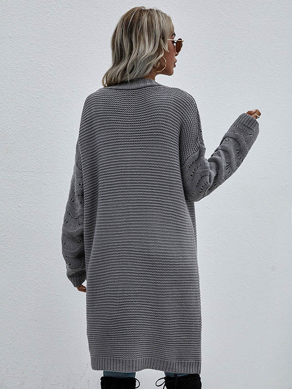 Urban Loose Solid Color Jacquard Cardigan Top