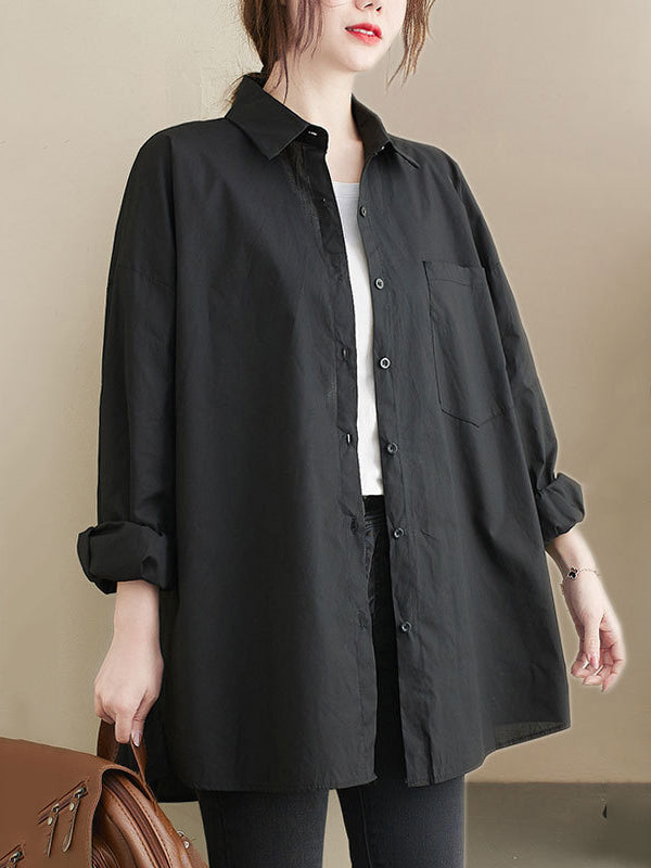 White&Black Simple Casual Loose Blouse