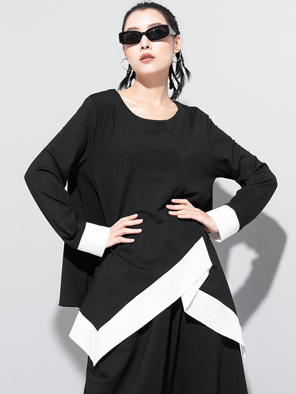Original Asymmetric Split-Joint Round-Neck T-Shirt