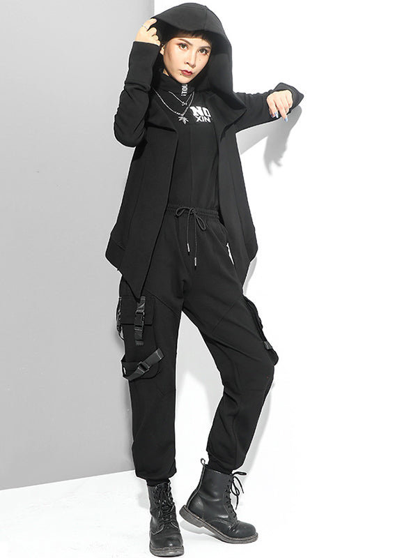 Original Solid Irregularity Elasticity Hooded Outwear