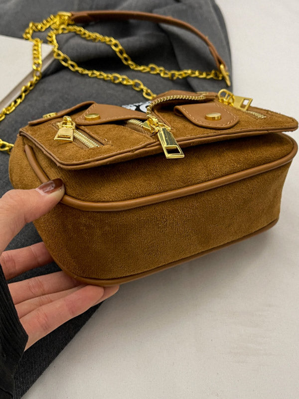 Chains Geometric Zipper Handbags Crossbody Bags Bags