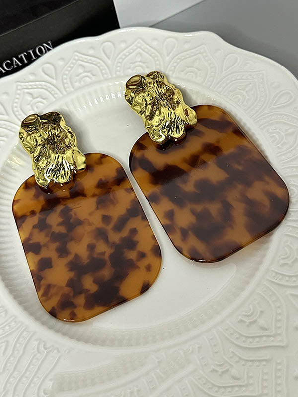 Geometric Leopard Pleated Split-Joint Earrings Accessories Drop Earrings