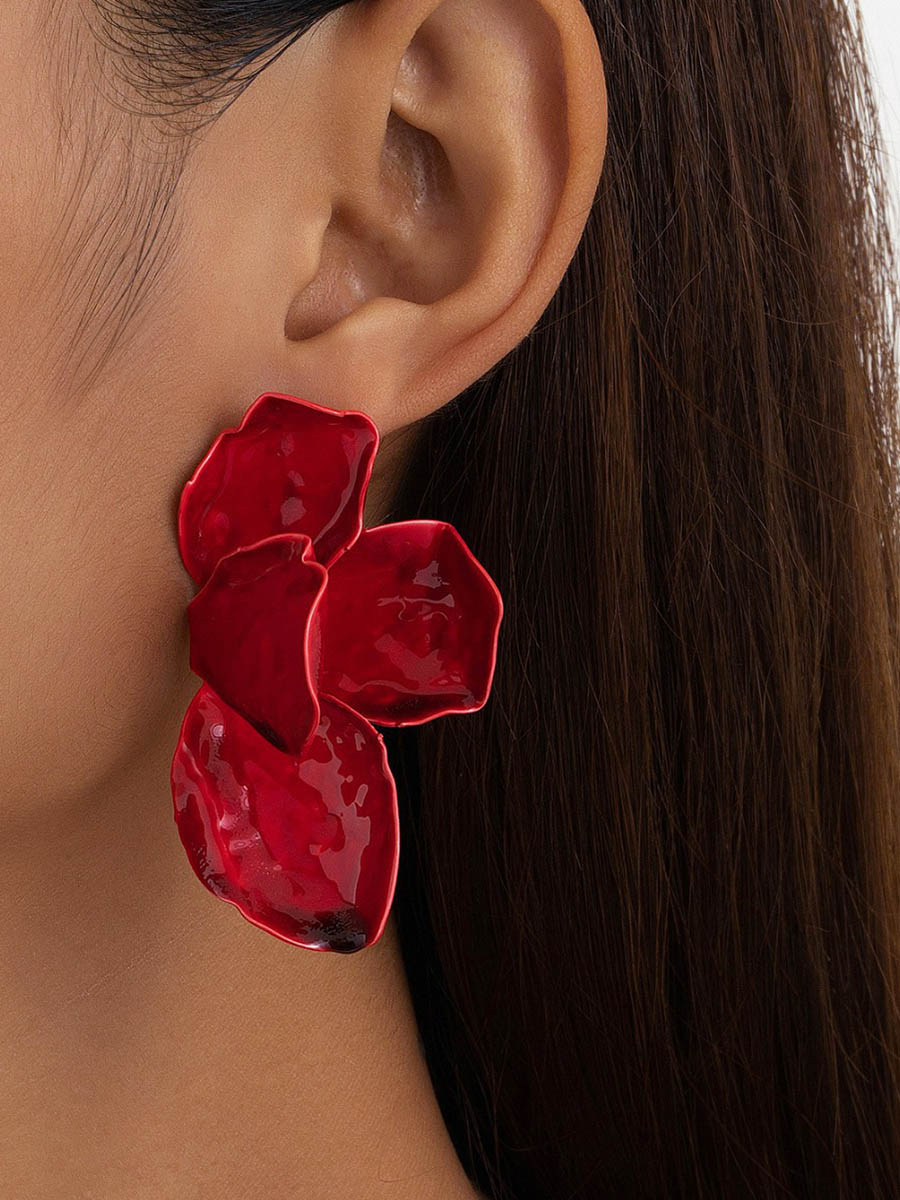 Flower Print Irregularity Earrings Accessories