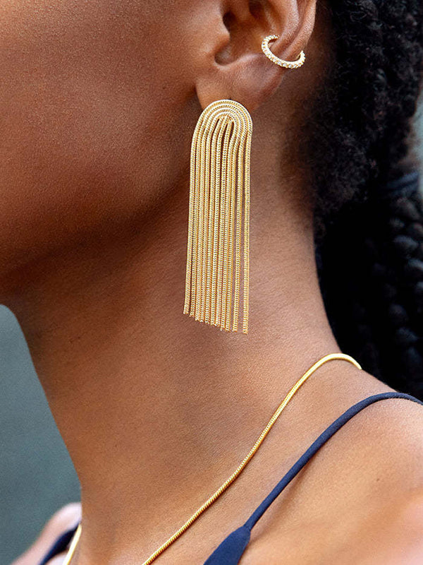 Solid Color Tasseled Earrings Accessories Drop Earrings