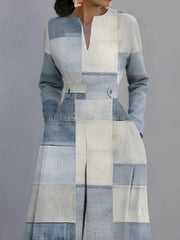 Long Sleeves Loose Printed V-Neck Jumpsuits