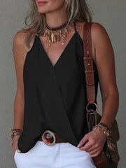 Solid Color Loose Sleeveless Spaghetti-Neck Vest Top