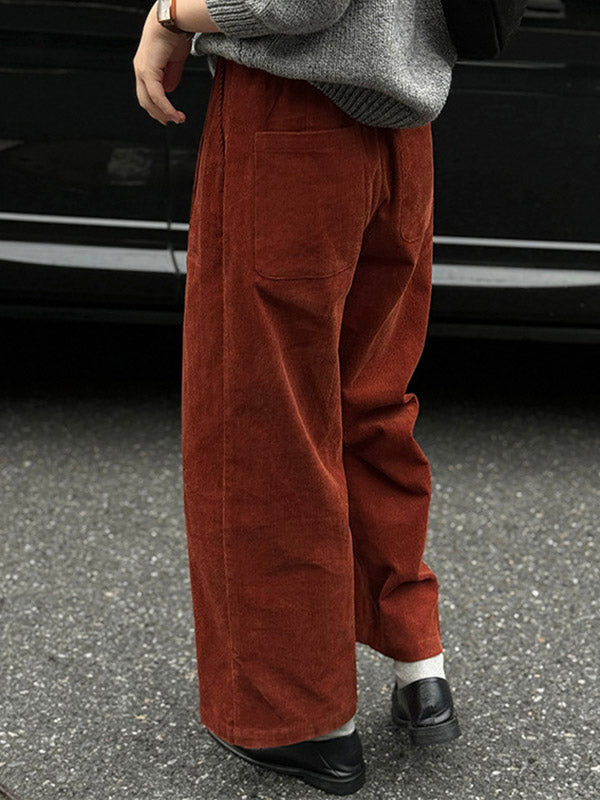 Elasticity Pleated Split-Joint High Waisted Loose Trousers Pants