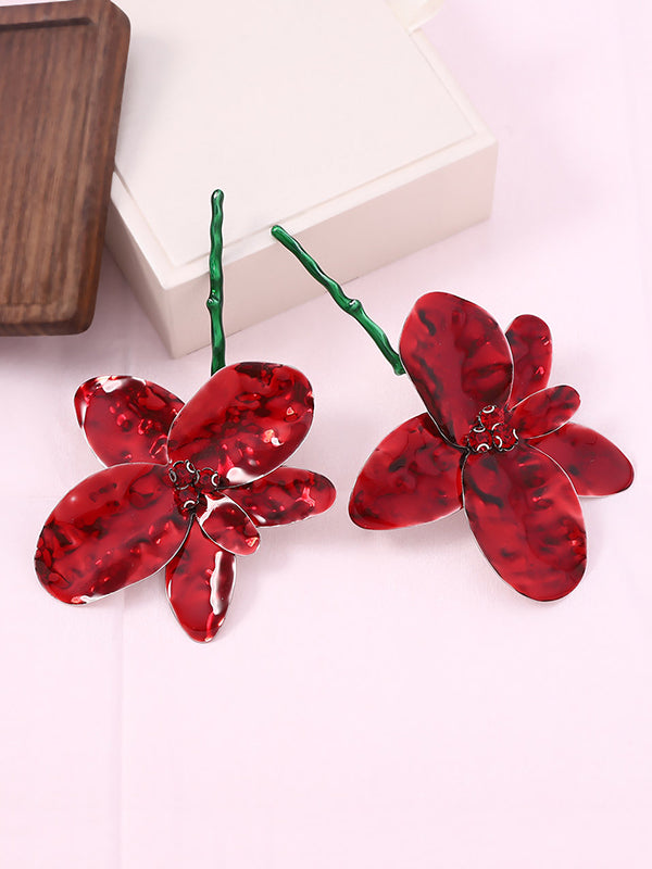 Flower Shape Rhinestone Shiny Earrings Accessories