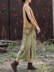 Pleated Split-Joint High Waisted Loose Trousers Pants