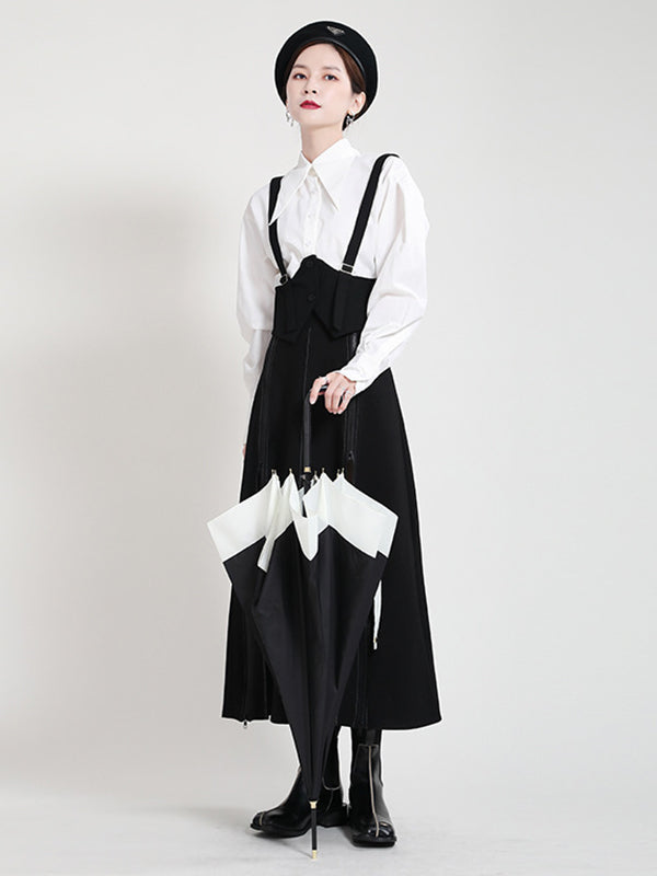 Original High-Waist Zipper Loose A-Line Skirt