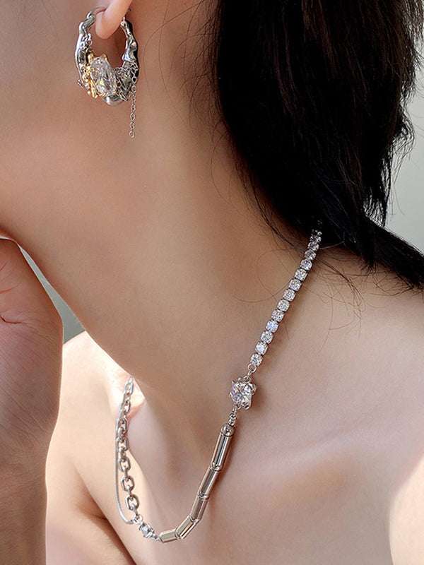Chains Geometric Rhine Stones Necklaces Accessories