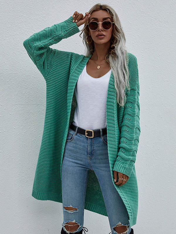 Urban Loose Solid Color Jacquard Cardigan Top