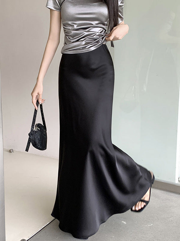 Elasticity Solid Color Mermaid Skirts Bottoms