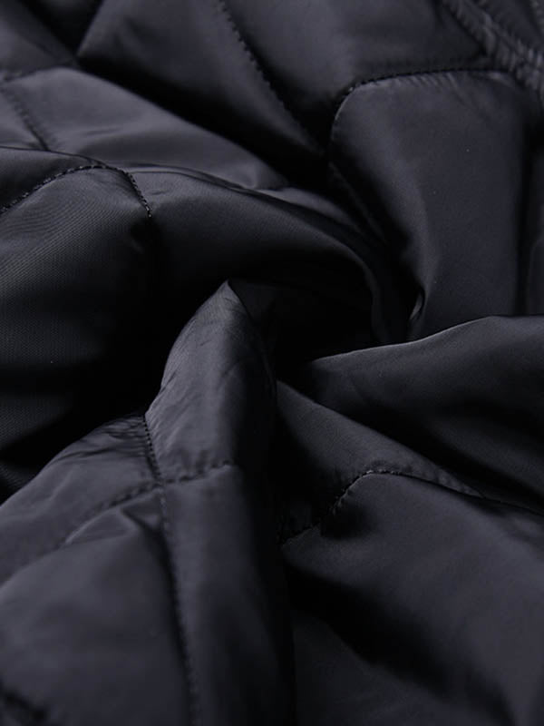 Plaid Quilted Solid Color Split-Joint Tied Long Sleeves Loose Collarless Padded Coat Outerwear