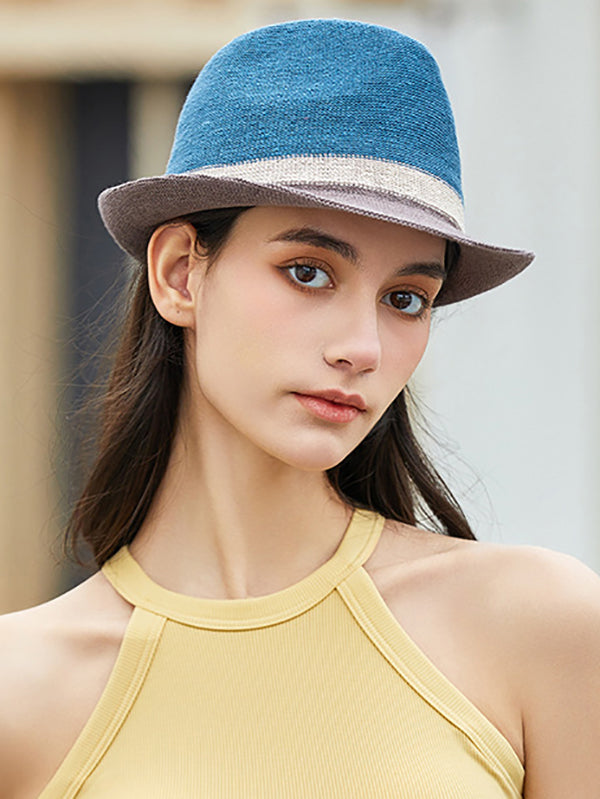 Contrast Color Woven Sun-Protection Hats&Caps