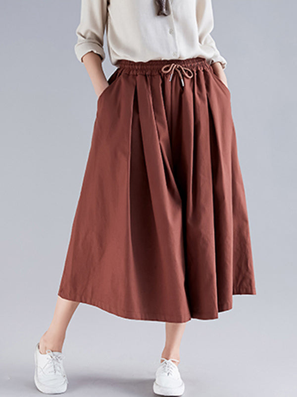 Urban Drawstring High Waisted Wide Leg Pants Culotte
