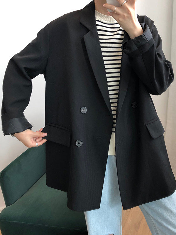 Loose Solid Color Casual Blazer Outwear
