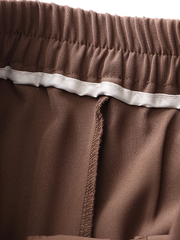 Simple Column Solid Color Casual Ninth Pants Bottoms