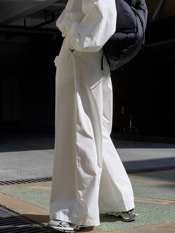 Solid Color High Waisted Wide Leg Trousers Casual Pants Bottoms