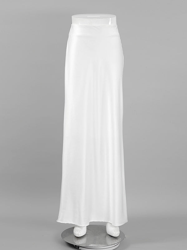 Solid Color Split-Back A-Line Skirts Bottoms