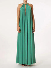 Solid Color Sleeveless Deep V-Neck Maxi Dresses