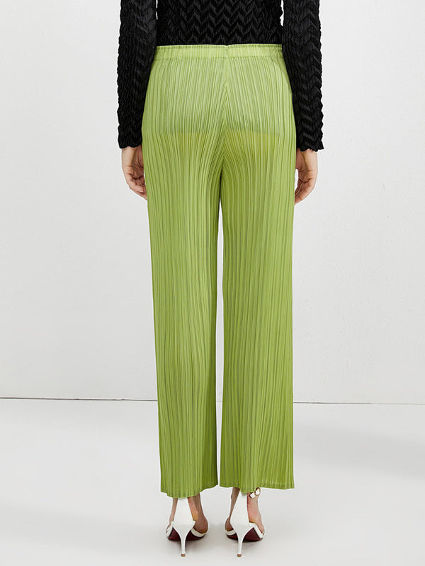 15 Colors Loose Elasticity High Waisted Wide Leg Pleated Pants