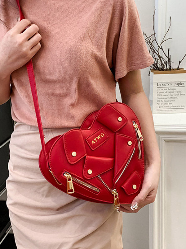 Heart Shape Split-Joint Zipper Handbags Crossbody Bags Bags