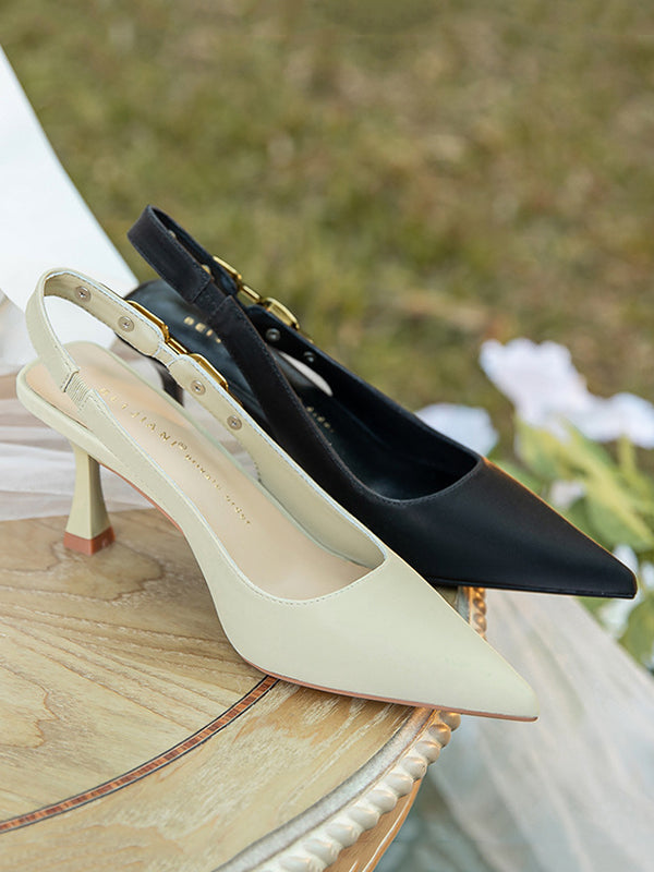 Chains Pointed-Toe Split-Joint Sling Shoes Sandals