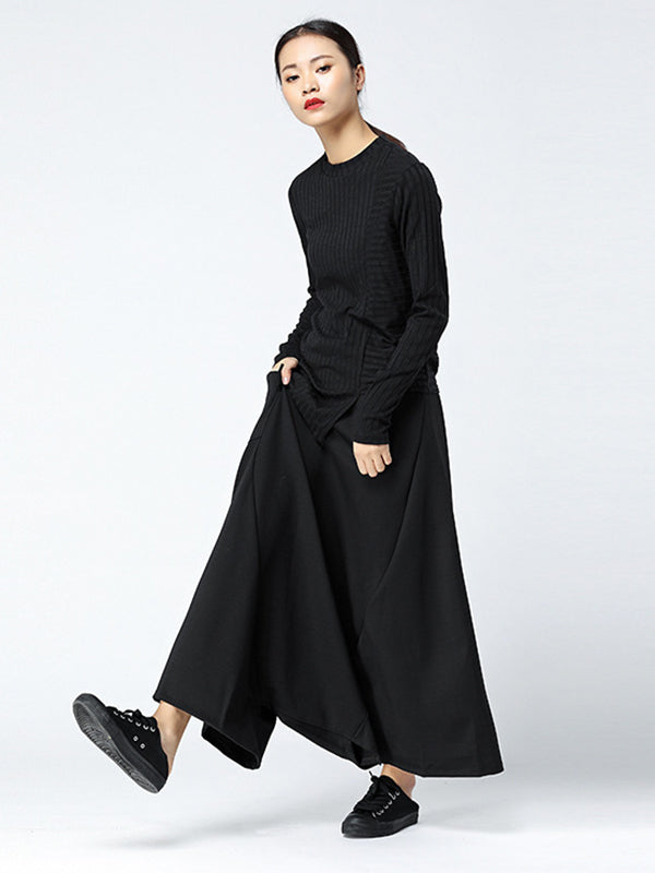 Leisure High Waisted Loose Solid Color Pants