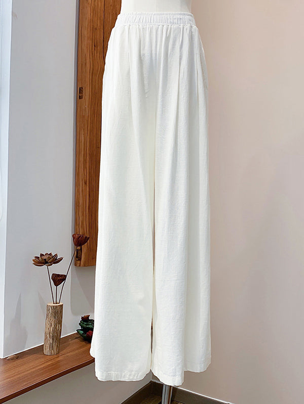 Casual Wide Leg Pleated Loose Solid Color Pants