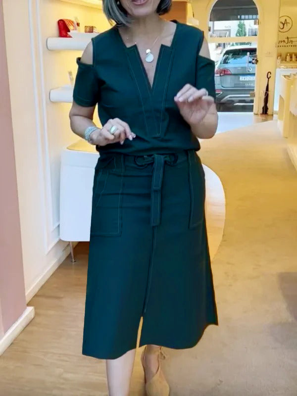 Split-front Split-Joint Tied Waist High Waisted Loose Skirts