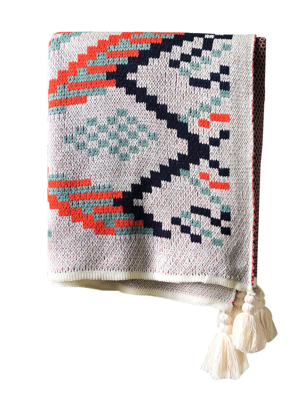 Home Keep Warm Contrast Color Jacquard Blankets Accessories