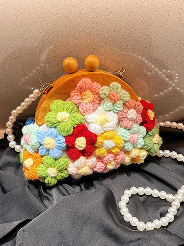 Chains Flower Shape Handbags Crossbody Bags