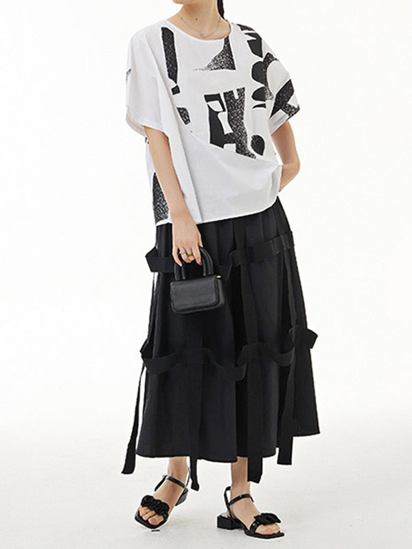 Printed Loose Short Sleeves Round-neck T-Shirts Tops
