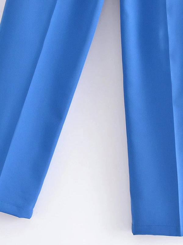 Pleated Split-Joint Loose Straight Leg Trousers Pants