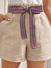 Split-Joint Tied Waist High Waisted Loose Shorts
