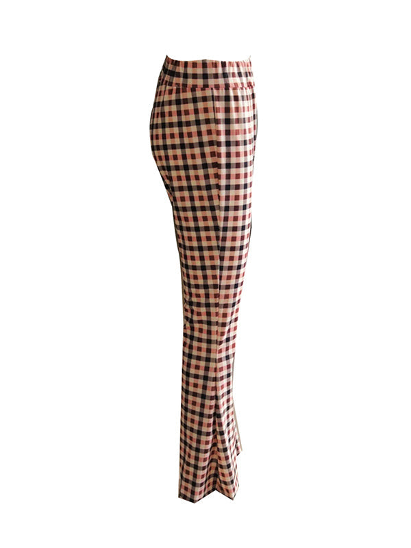 Plaid Flared Pants Trousers Pants