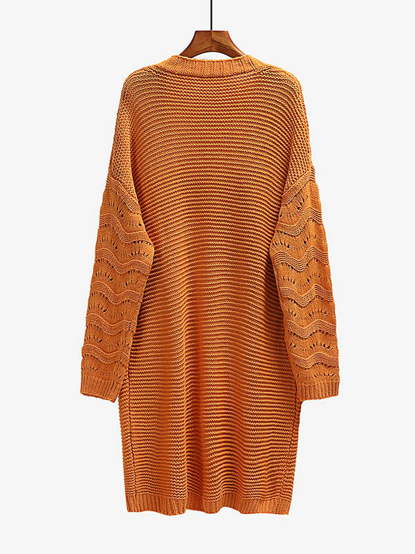 Urban Loose Solid Color Jacquard Cardigan Top