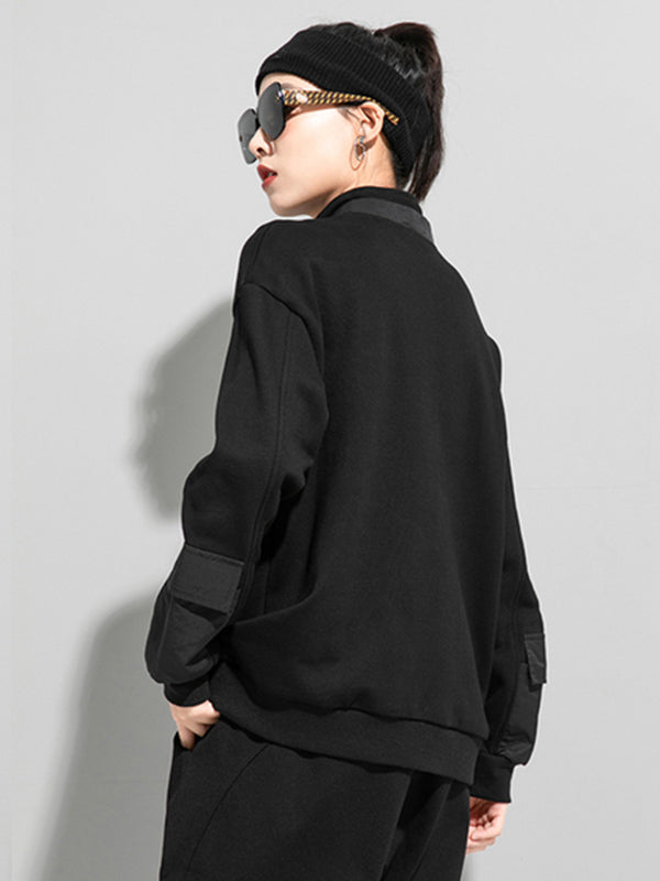 Urban Punk Stand Collar Split-Joint Zipper Sweatshirt