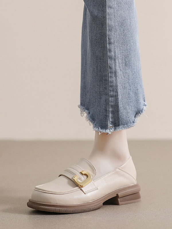 Round-Toe Split-Joint Platform Shoes Loafers
