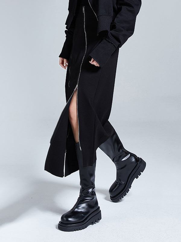 A-Line Irregularity Zipper Bodycon Skirts