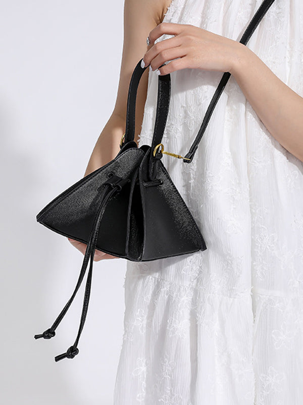Drawstring Solid Color Split-Joint Triangle Handbags