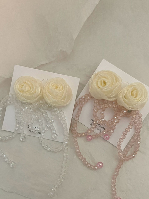 Beaded Flower Shape Earrings Accessories