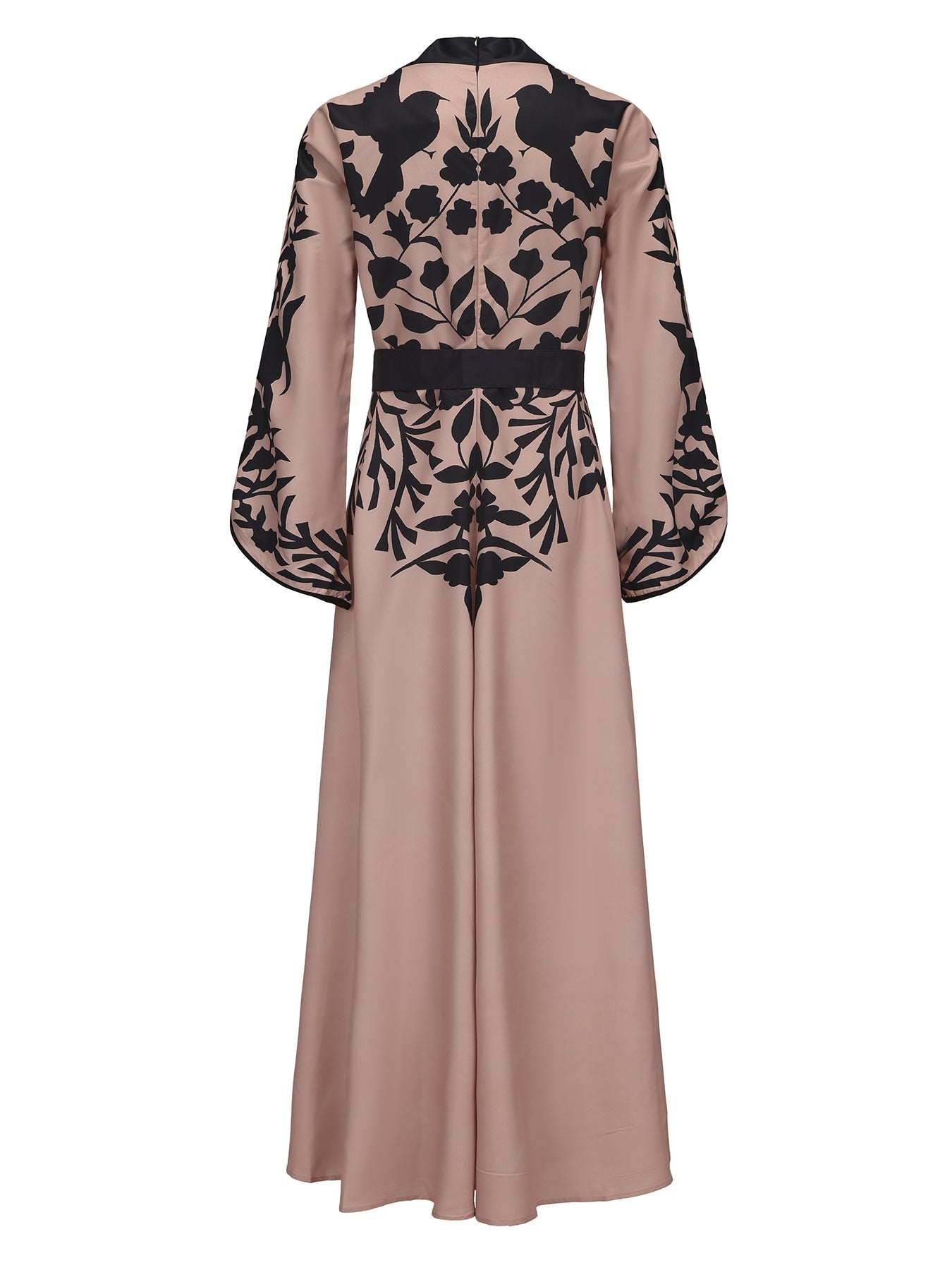 Printed Tied Waist A-line Flared Sleeves V-neck Maxi Dresses