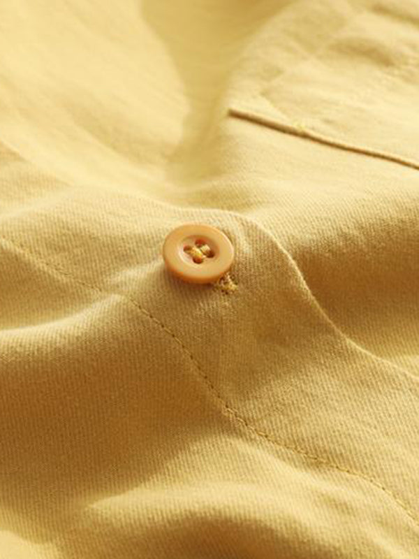 Solid Color High-low Long Sleeves Lapel Shirts Tops