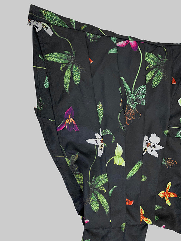 Asymmetric Flower Print Split-Joint Long Sleeves Loose Lapel Blouses&shirts Tops