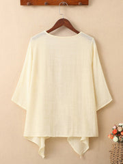 Pleated See-Through Solid Color Loose Sun-Protection Outerwear