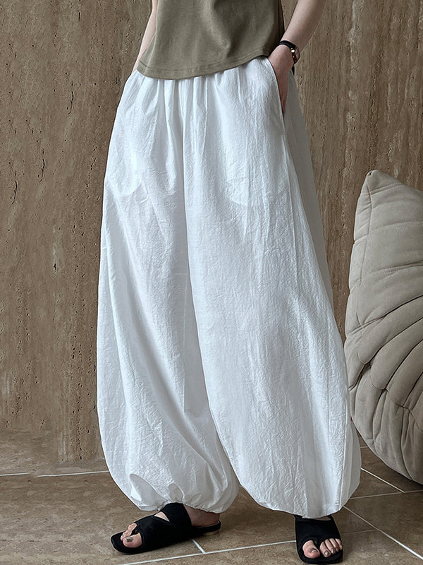 Elasticity Solid Color Split-Joint Harem Pants High Waisted Trousers Pants