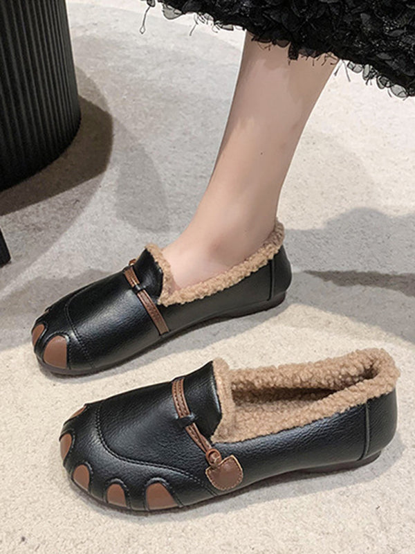 Round-Toe Shallow Cut Split-Joint Flat Shoes